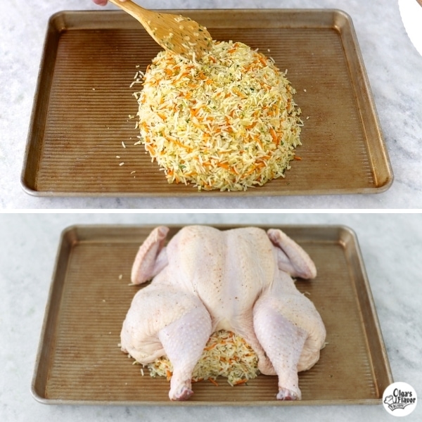 Butterflied Whole Chicken with Rice Stuffing