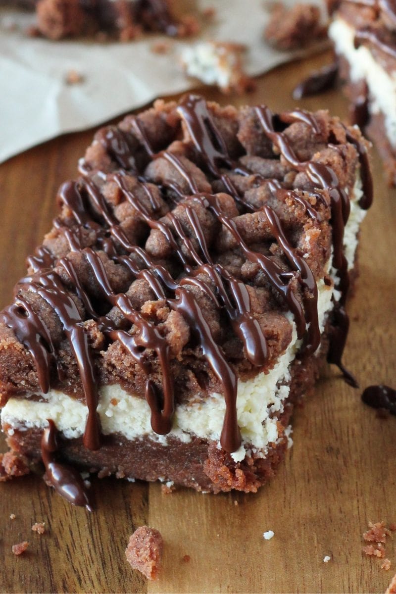 Chocolate Shortbread Bars with a creamy ricotta filling
