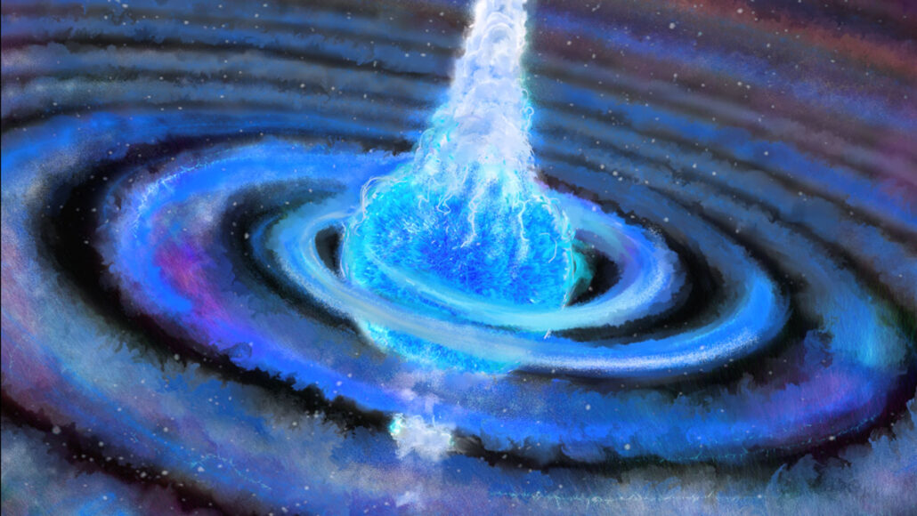 ستاره شناسان احتمالاً ستاره ای را دیده اند که سیاه چاله را فرو ریخته و منفجر شده است